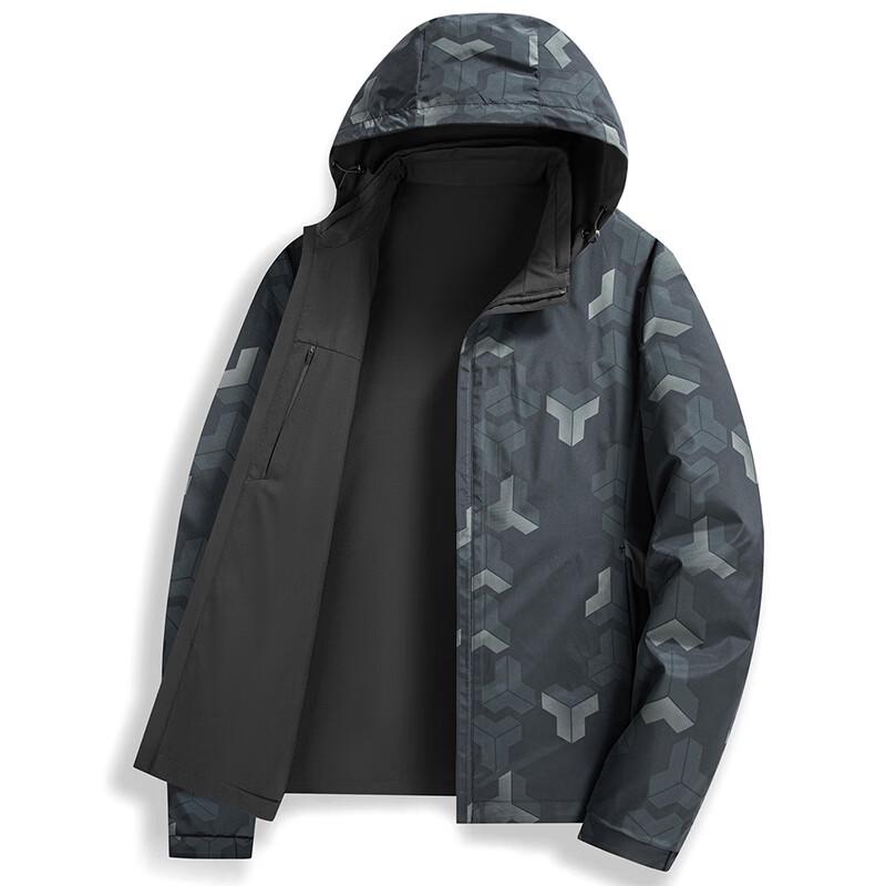 Romon Men's Reversible Business Casual Jacket with Detachable Hood