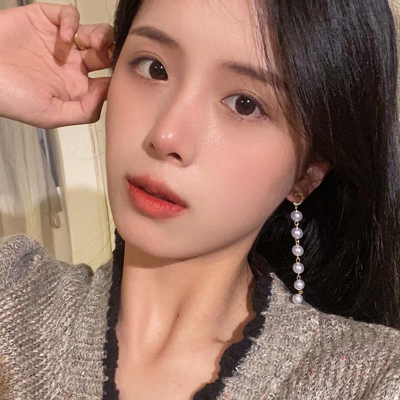 Korean Stud Earrings, Rhinestone Micro-Inlaid Pearl Long Temperament Earrings, Earrings For Women