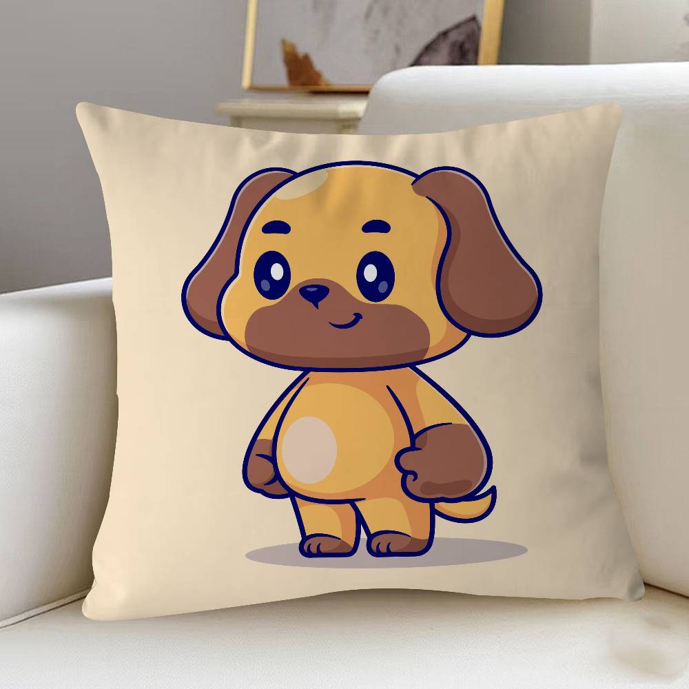 Dog Cartoon Illustration Cute Pillow Cover Sofa Cushion Cover Home Room Decoration Children Gift