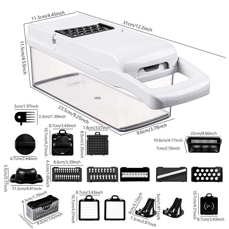 

Многофункциональная овощерезка и терка для овощей и фруктов 19-piece set чёрный/белый