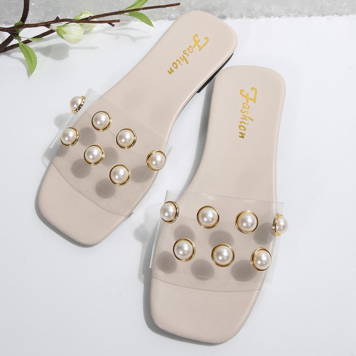 

[Foreign trade] transparent flat shoes 2025 summer Internet celebrity fashion crystal shoes sexy outer slippers 43