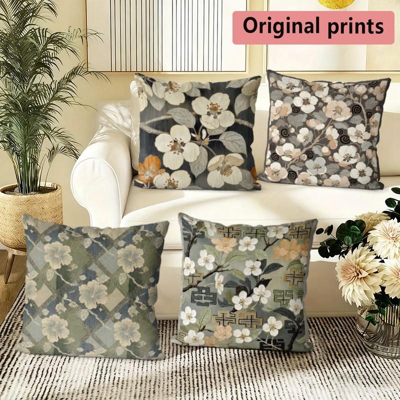 Vintage Floral Farmhouse Pillow Covers Pattern Cushion Cover Suitable for Sofa Bedroom Car Pillow Cover