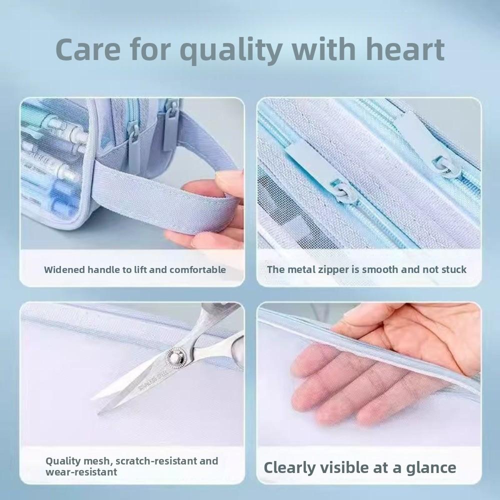 Large Capacity Pencil Case Cartoon Stationery Storage Pouch New Zipper Pen Bag Stationery Supplies