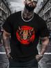 Unisex Black Crew Neck Tee Hannya Tiger Head Print Oversized Short Sleeve Unisexs Summer Streetwear Casual Daily Basic Wear Top