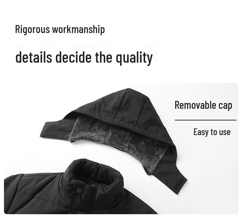 Dad's Winter Warm Plus Velvet Thick Cotton Jacket for Middle-Aged Men