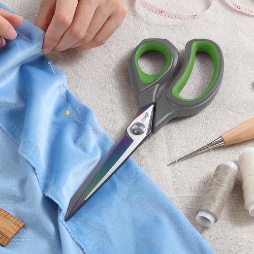 LIVINGO Scissors, Sharp Titanium-Coated Non-Stick Blades for Cutting Tape, Cardboard, and Fabric, Cuts 16 Layers of Fabric, Forged Stainless Steel Wit