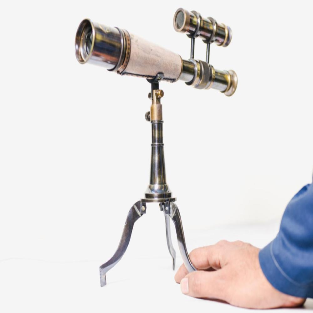 Handmade Brass Nautical Tripod Telescope - 28 cm Antique Design, Telescopic Navigation Tool