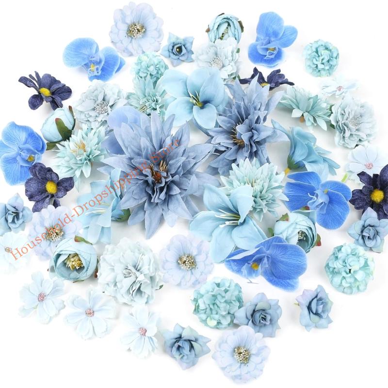 80Pcs Artificial Flower Buds 25-43mm For Wedding Floral Arrangement Photo Album Cake Decoration Bridals Hair Accessories