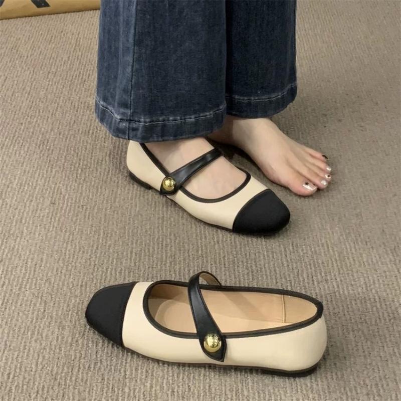 Fashion Women Flat Shoes Fashionable Versatile Square Toe French Mary Jane Shoes Women Summer Soft Soled Beanie Shoes zapatillas de muje