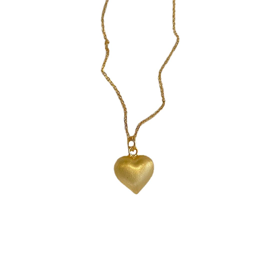 Europe, America and South Korea Korean version 925 sterling silver necklace women's ins brushed matte love pendant collarbone chain