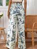 Women's High-Waisted Floral Print Wide-Leg Pants, Casual Loose-Fit Trousers for Summer
