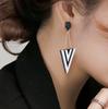 Unique Black White Color Triangle Drop Earrings for Women Korean Minimalist Geometric Acrylic Long Earrings Party Zircon