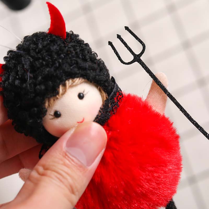 WTEMPO 1PC Halloween Decor Witch and Black Cat Doll Halloween Pendants Halloween Haunted House Costume Party Doll Small Props Creative Halloween Gifts