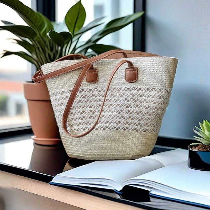 Strohtasche Damen Sommerwind neu Strand Meerseite Outdoor Urlaub Großraum Schultertasche