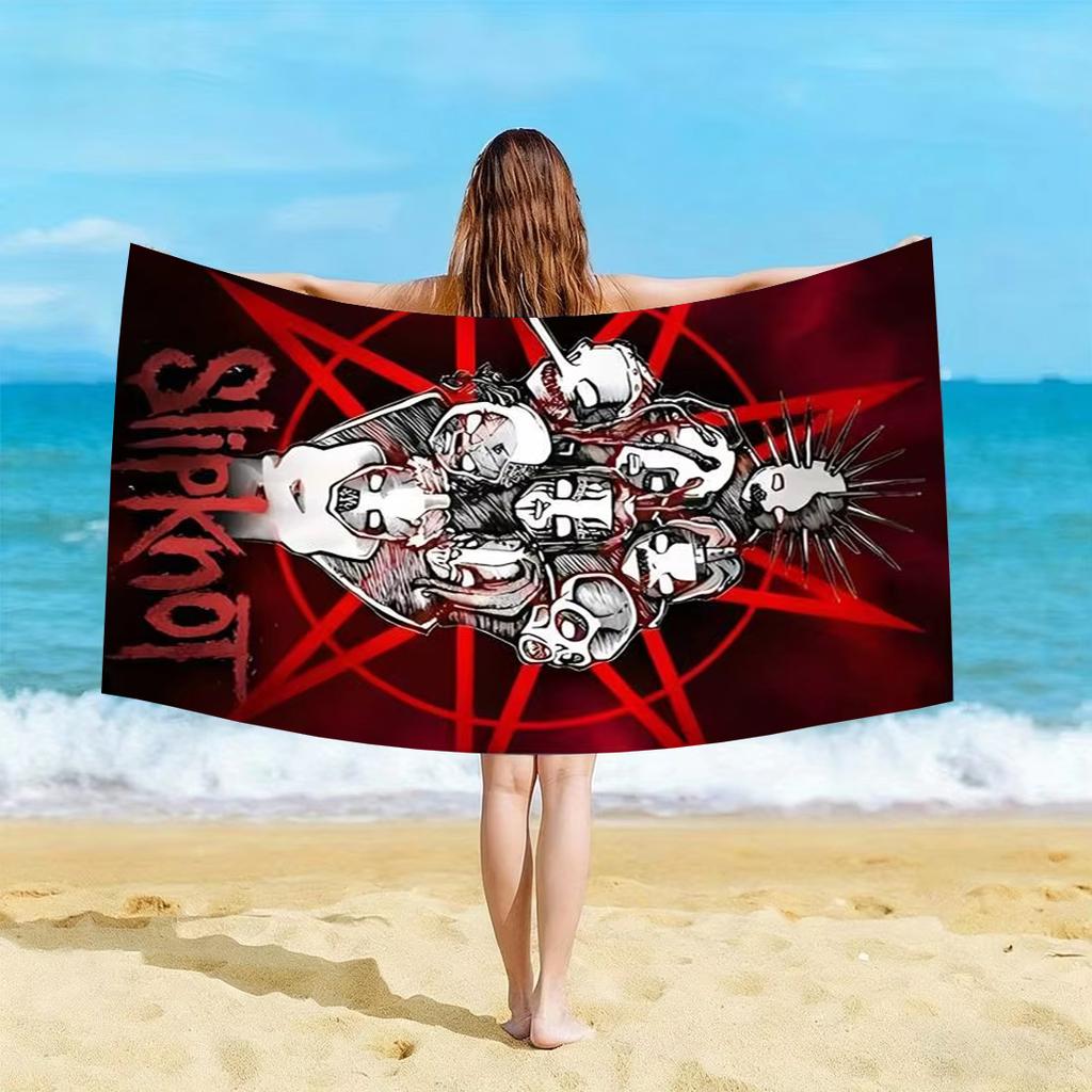 1 Stück S-Slipknot Band Alle Mitglieder Maske Strandtuch Mikrofaser Weich Schnelltrocknend Heavy Metal Rock Badetuch Für Fans Schwimmen Outdoor