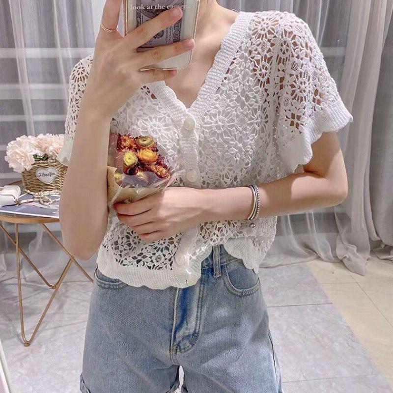 Dame Solbeskyttelse Blonde Sjal Cardigan - Koreansk Stil Kort Jakke for Sommer