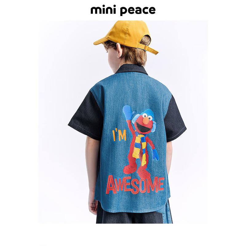 MiniPeace Boys  Summer Short-Sleeve Denim Shirt 140