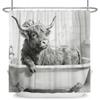 Fresh Pastoral Style Bathroom Shower Curtains Sunflower Calf Bathtub Bathroom Waterproof Curtain With Hooks Polyester Curtains