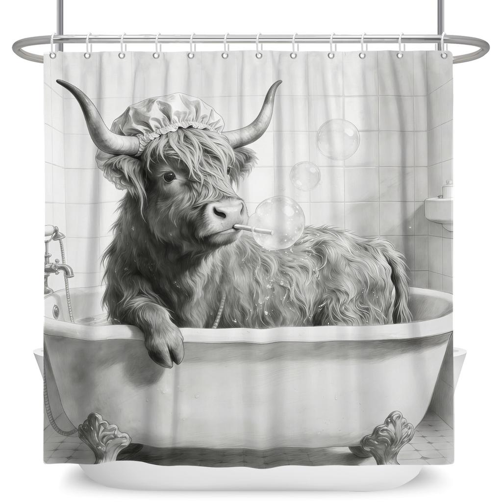 Fresh Pastoral Style Bathroom Shower Curtains Sunflower Calf Bathtub Bathroom Waterproof Curtain With Hooks Polyester Curtains
