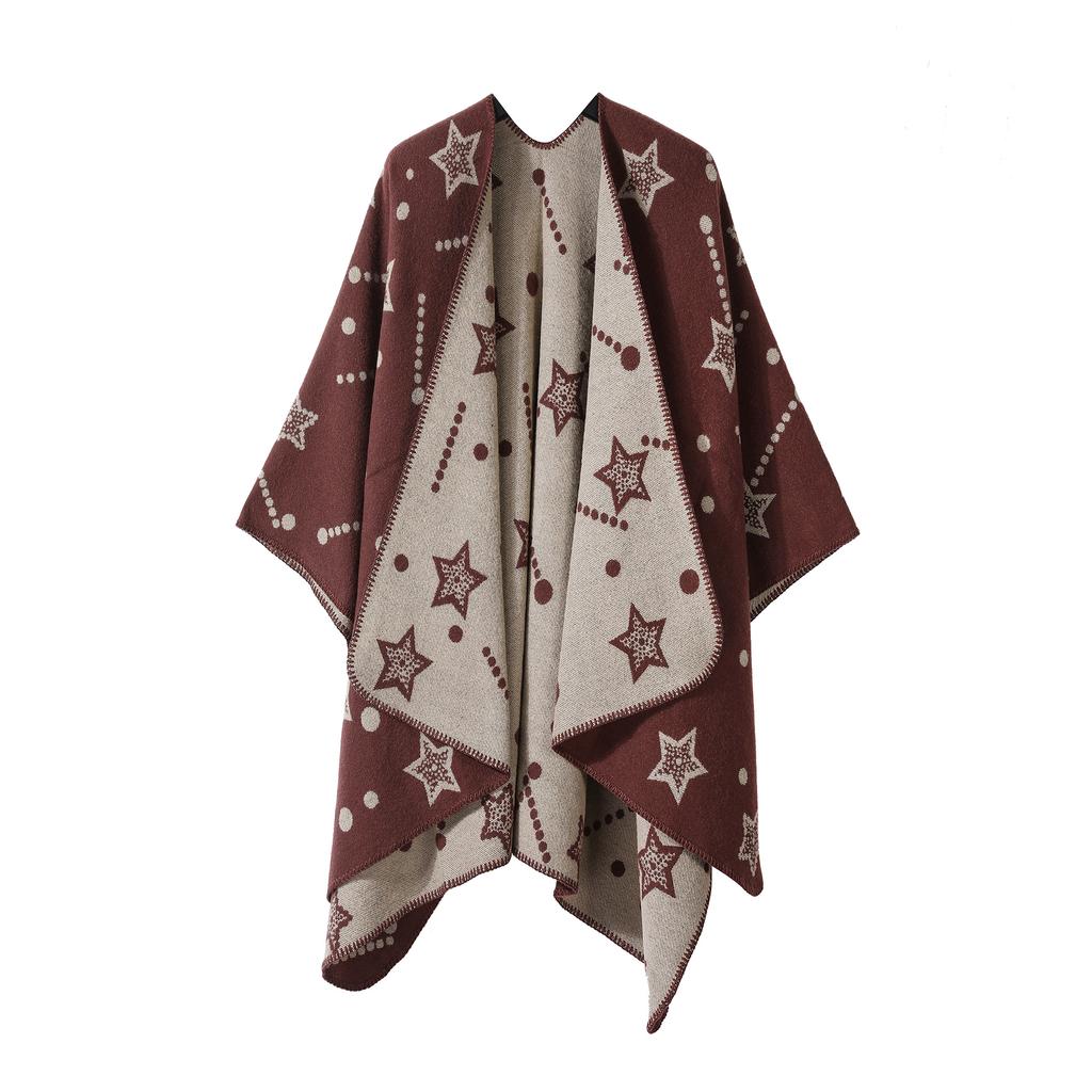 Damenschal im europäischen und amerikanischen Stil, Herbst- und Winterschal, warm, schlicht, modisch, Umhang, dicker Strickmantel