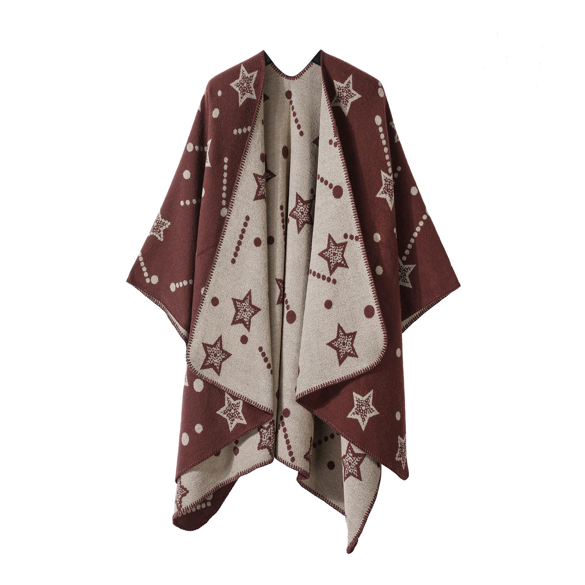 

Теплый шарф Premium Sense Versatile Shawl Cape Женская простая утолщенная вязаная шаль 160-135 темно-коричневого