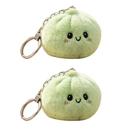2Pcs Dumpling Keychain  Soft Plush Squeezable Dumpling Keychain E