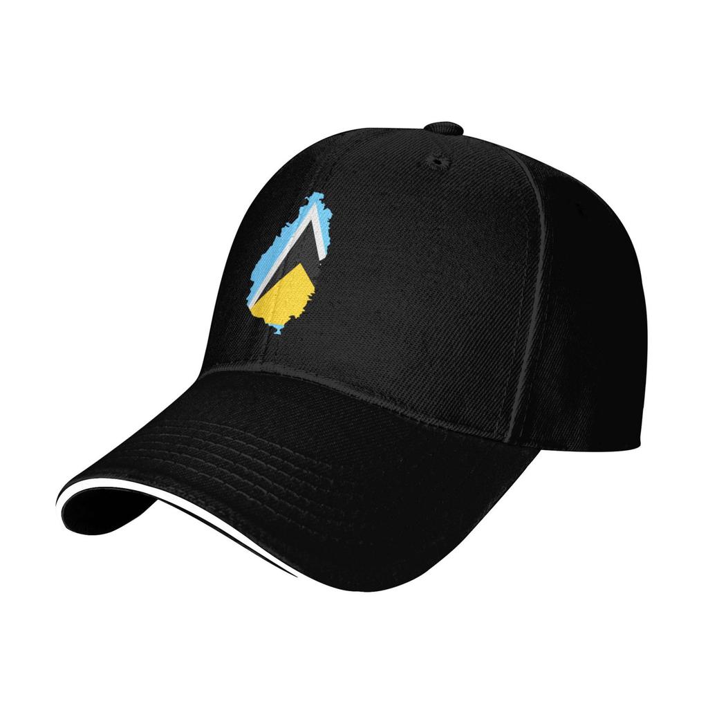 Flag Map of St Lucia Sun Mesh Hats Summer Outdoor Baseball Cap Cool Trucker Hat for Unisex Unisex Sun Protection