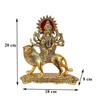 Metalowa Figurka Durga Maa, Sherawali Ambe Maa Murti, Wysokość 20 cm, Złoty Antyk