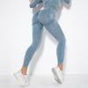 Seamless Knit Washed Workout Leggings Women High Waist Sculpting Yoga Pants Running Fitness Gym