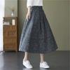 Artistic Retro Ethnic Style Small Floral Half Skirt Plus Size Women's Printed Medium Long A-line Skirt Summer