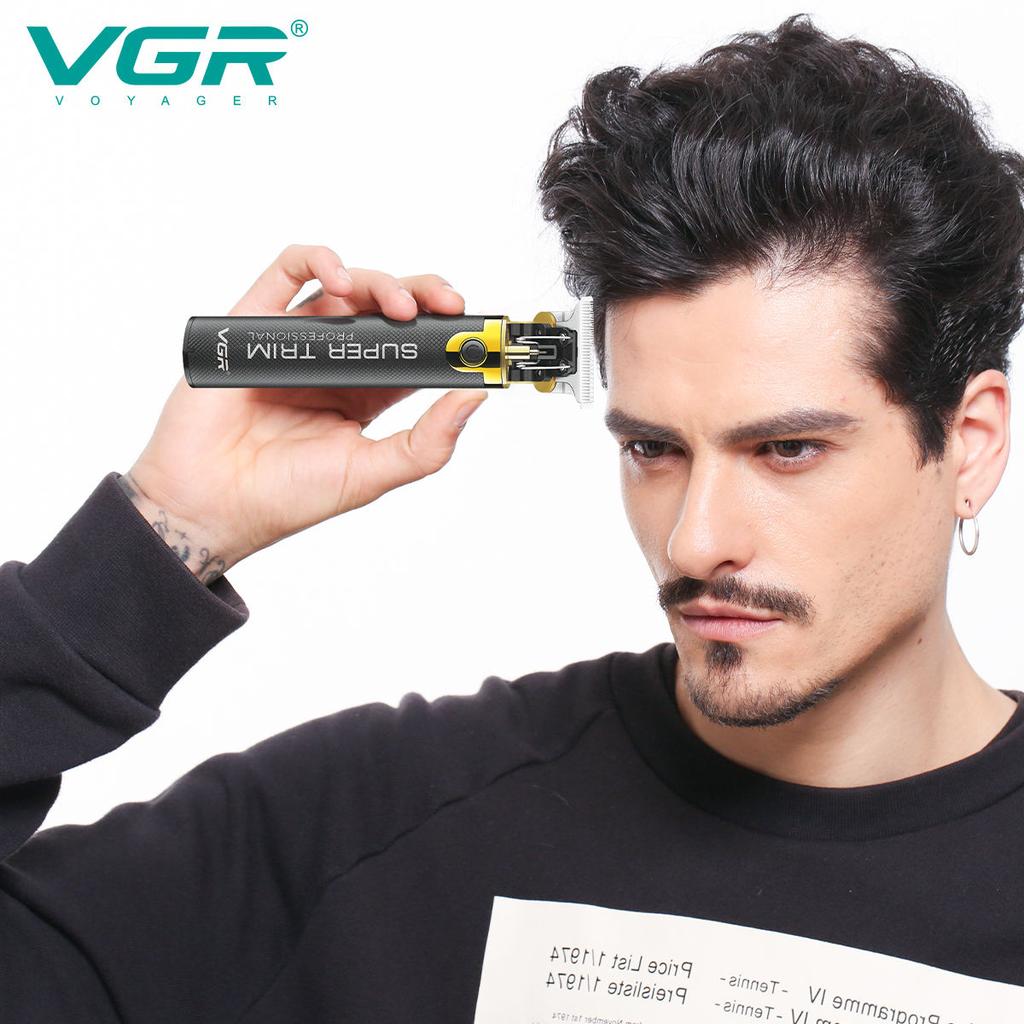 VGR 082 Hair Trimmer T-shaped Professional Hair Cutting Machine Cordless Rechargeable Bald Trimmer Men's Hair Clipper Shape Carving Safe and Hygienic