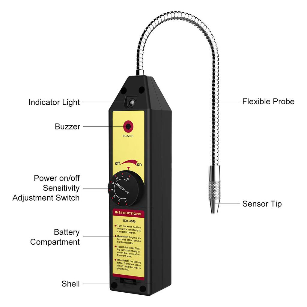 Freon Leak Detector Refrigerant Halogen Leak Detector Portable R134a R410a R22a R600a R290 CFCs HCFCs HFCs Tester Tool