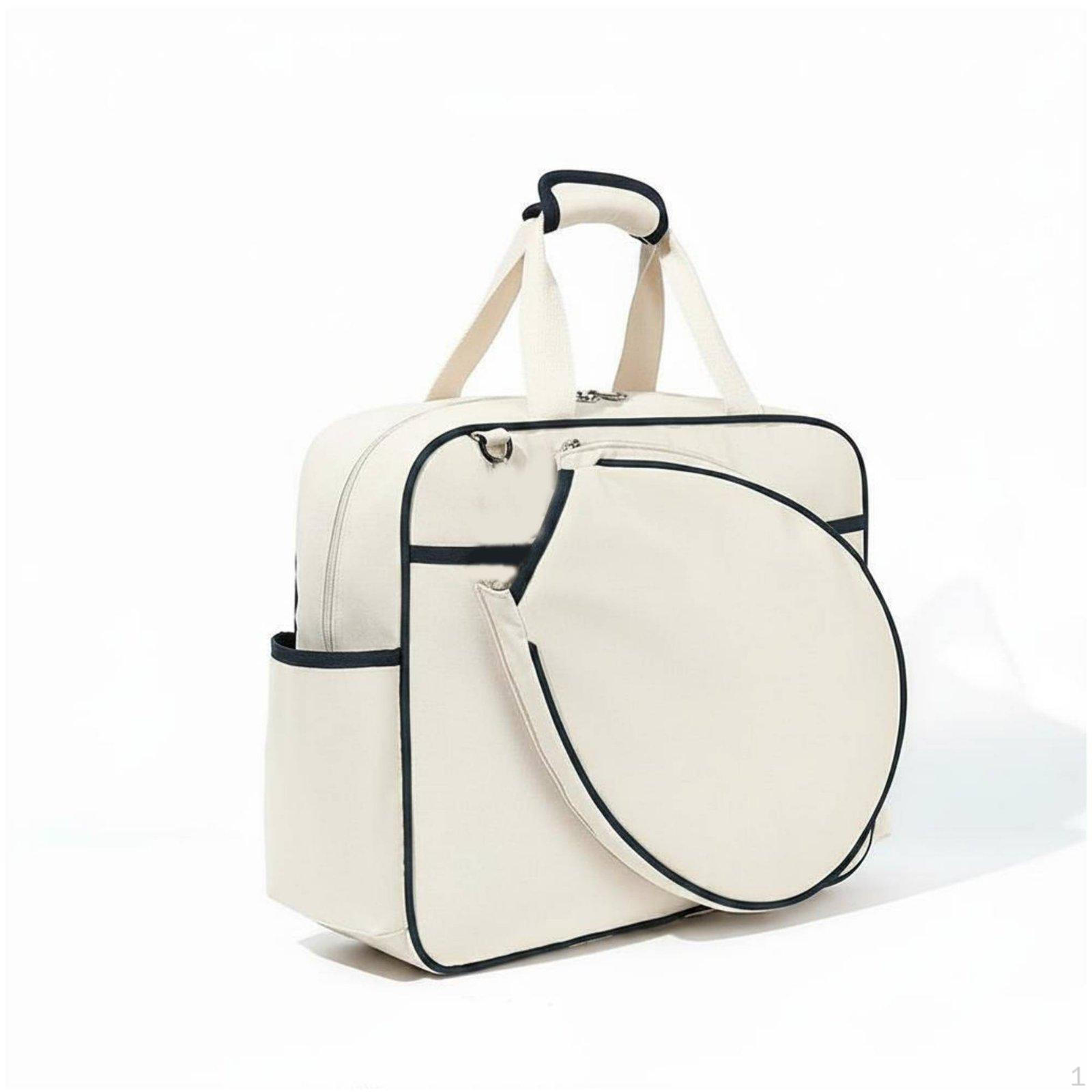 Women s Tennis Tote Bag Fashionable Design adjustable detachable strap Shoulder MultiFunctional Off-white Blue Edge