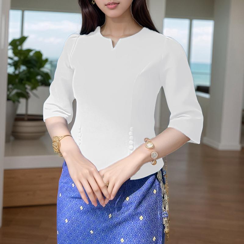 ZANZEA Women Casual V-Neck Solid Color Summer Half Sleeve Blouse