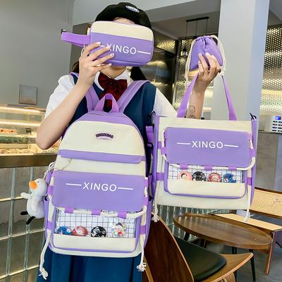 School Bag Trend Fashion Girls Backpack Color Matching Junior High School Student School Bag Large Capacity Backpack