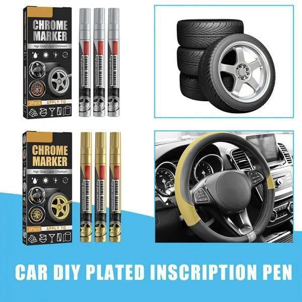 3 Adet Sıvı Ayna Krom Işaretleyici Kalem Seti DIY Araba Boya Kalemleri Araba Lastiği Grafiti Kalem LM