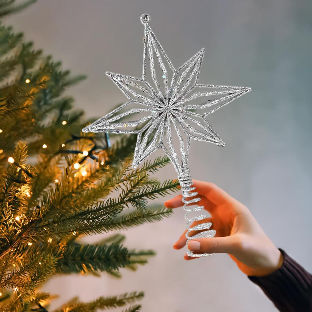 Christmas Tree Topper Modern Reusable Ornaments Christmas Tree Star Topper Holiday Decor For Indoor Outdoor Mantel Table Shelf