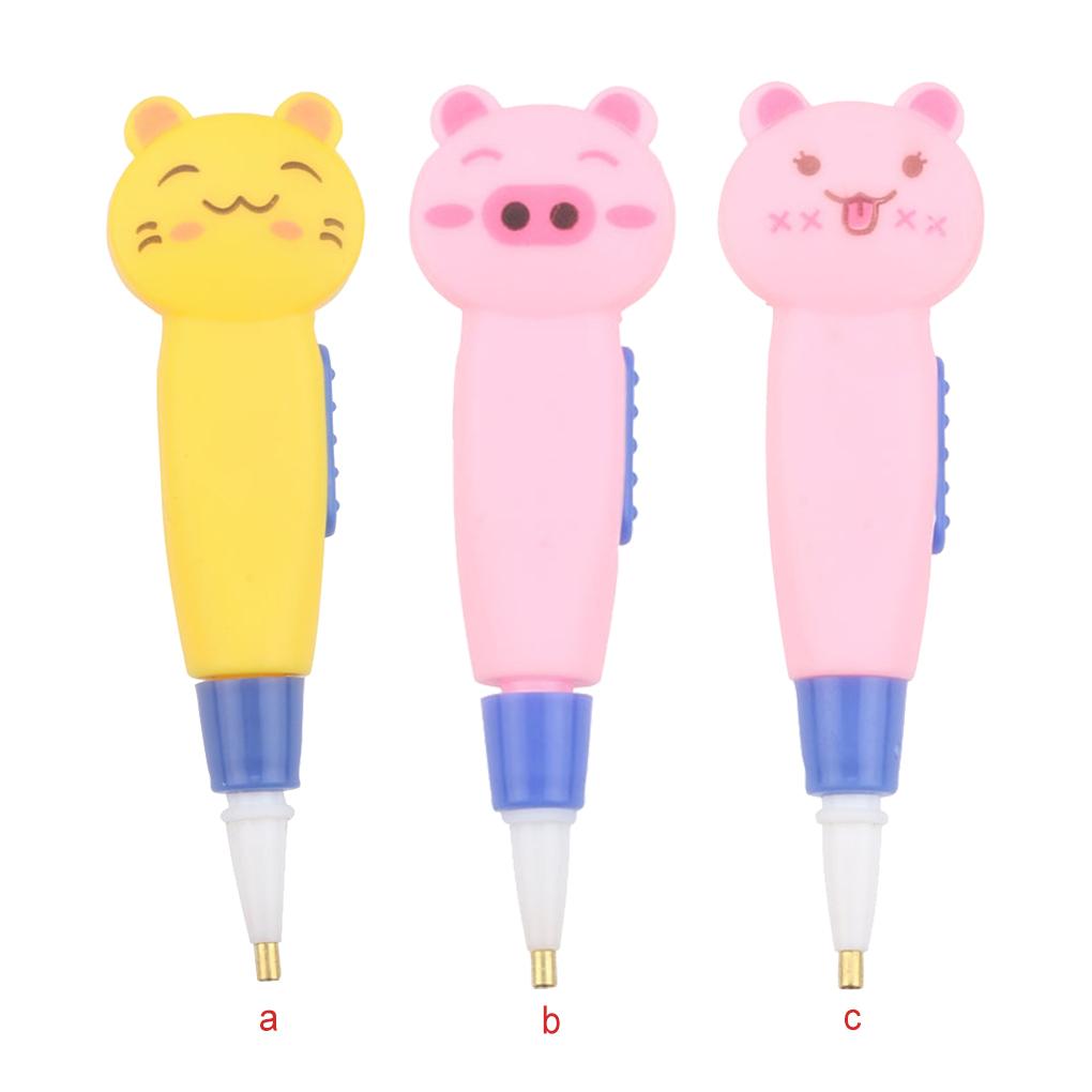 Crystal Painting Pen Portable Cute Animal Shape Kids Battery Powered Drawing Pencil Tool Accessories with Light
