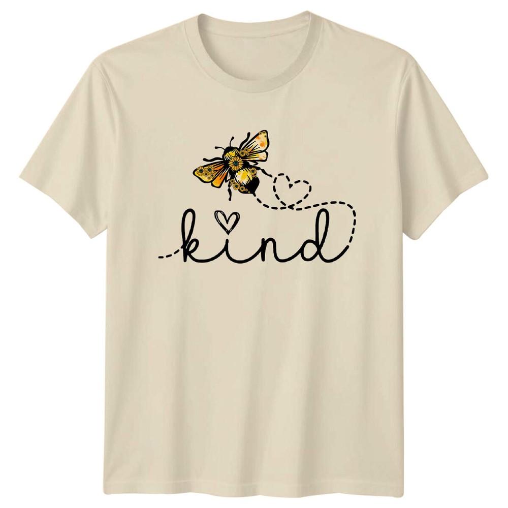 Bee Kind TShirt Floral Bee with Heart Inspirational Slogan Tee