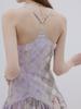 Sinseuden Lavender Floral Patchwork Mini Dress