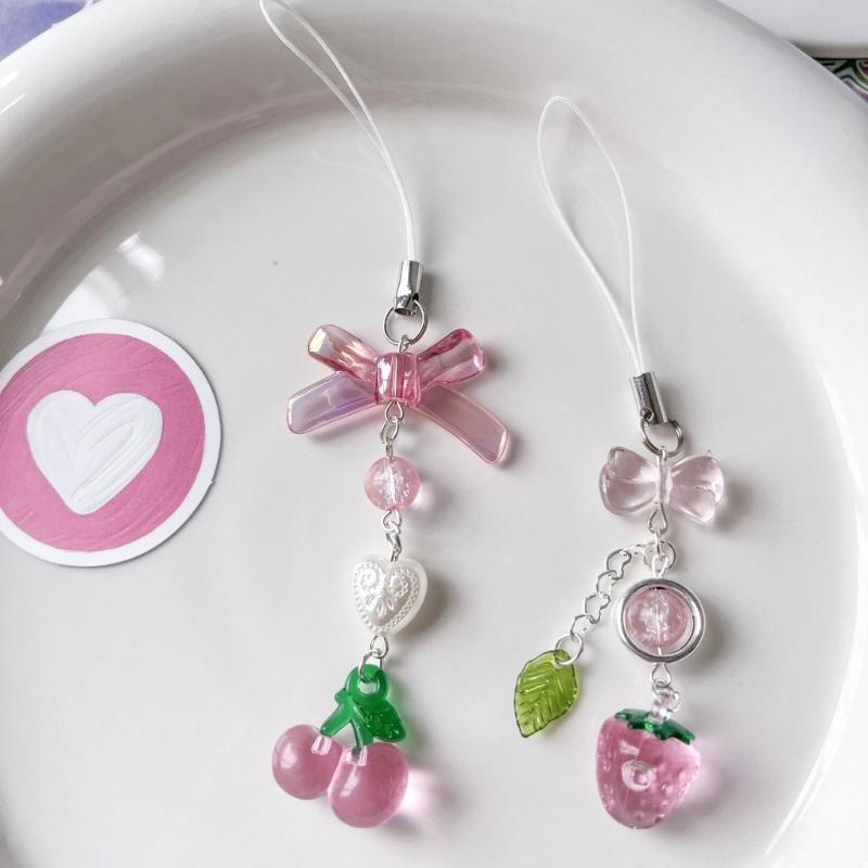 Backpack Decoration Cherry Bowknot Keyholder Women Girl Jewelry Ornament