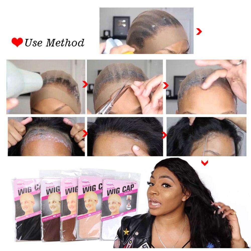 2Pcs Invisible Stocking Wig Caps Breathable Hair Net Wig Accessories Wig Cap  for Making Wigs