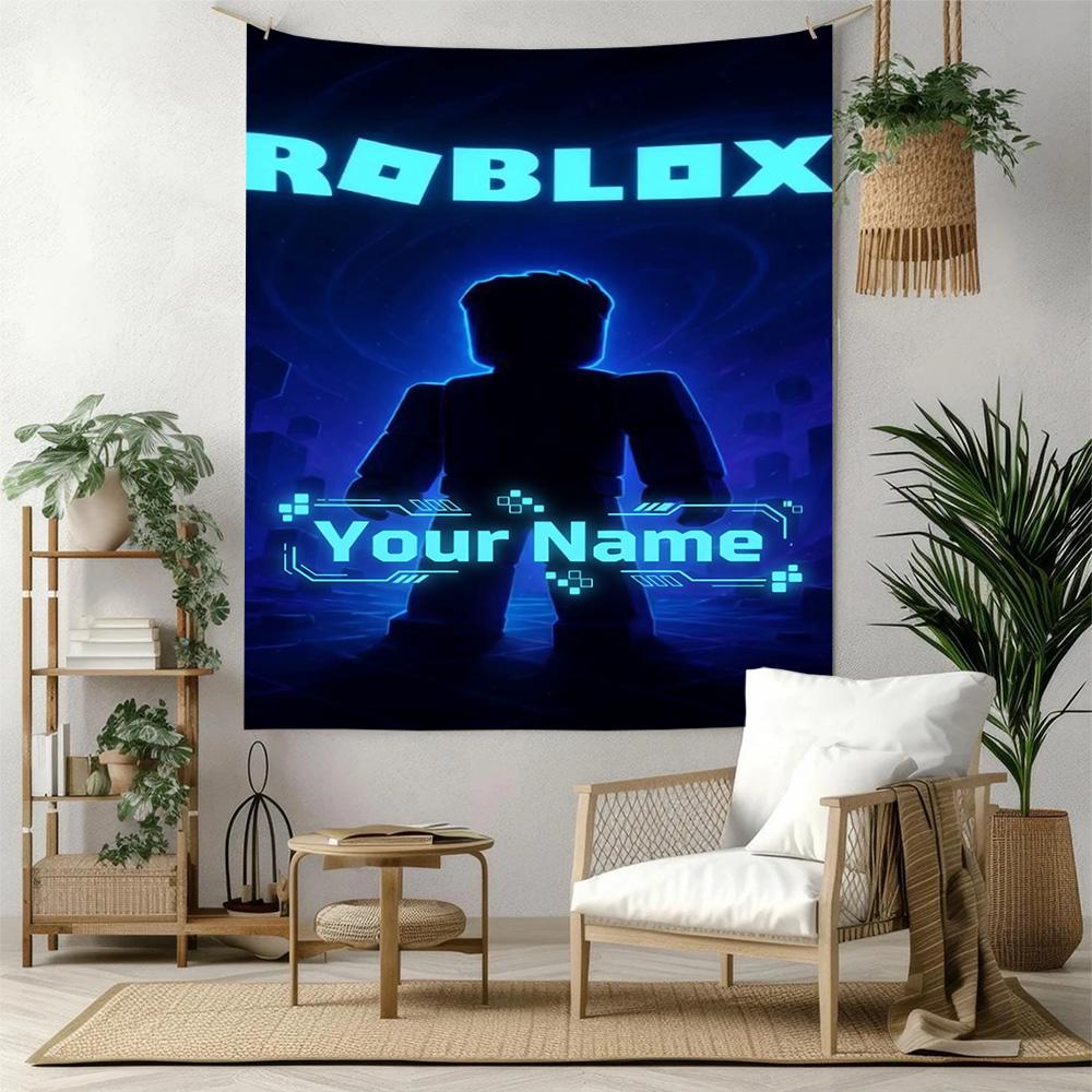 Roblox Customize Your Name Tapestry Aesthetic Wall Tapestry Machine Washable Suitable for Living Room All-Season Use Unique Gift for Family Friends