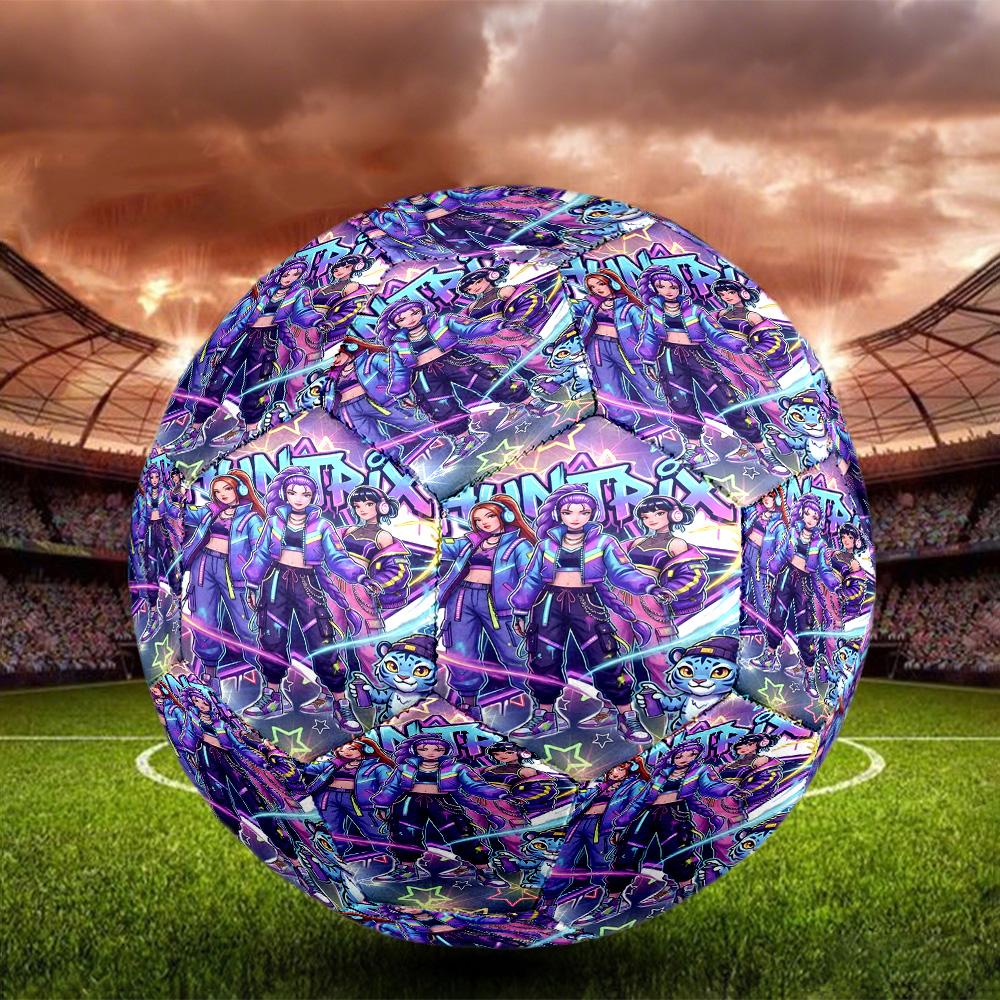 KPop Demon Hunters Druck Größe 5 Fußball, Standard-Matchfußball für Sportspiele und Teamtraining, Ideales Geschenk für Fußballfans