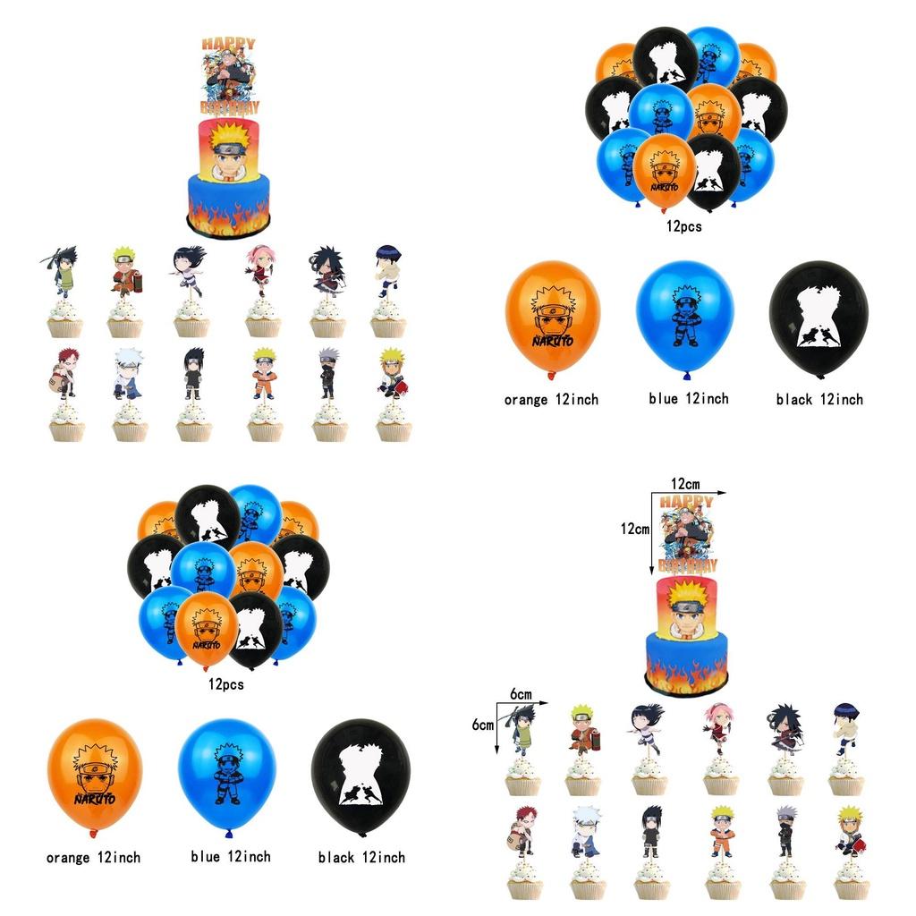 Naruto Ninja Birthday Party Supplies Decorate With Colorful Balloons Pull Flags And Cake Toppers