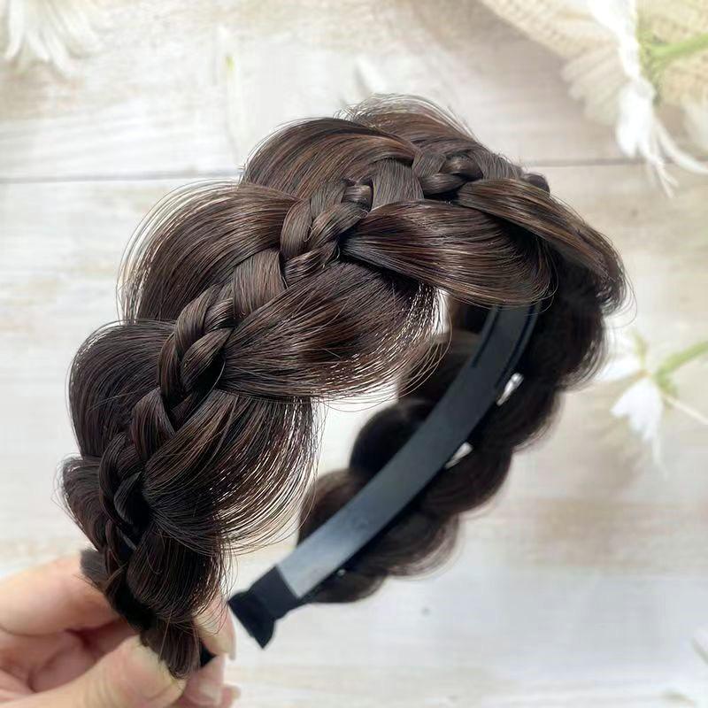 Braided Headband with Fishbone Fill, Women's New Style, Luxurious Feel, Human Hair Look, Crown-Height Boost, Gourd Braid, Handmade Woven Design.