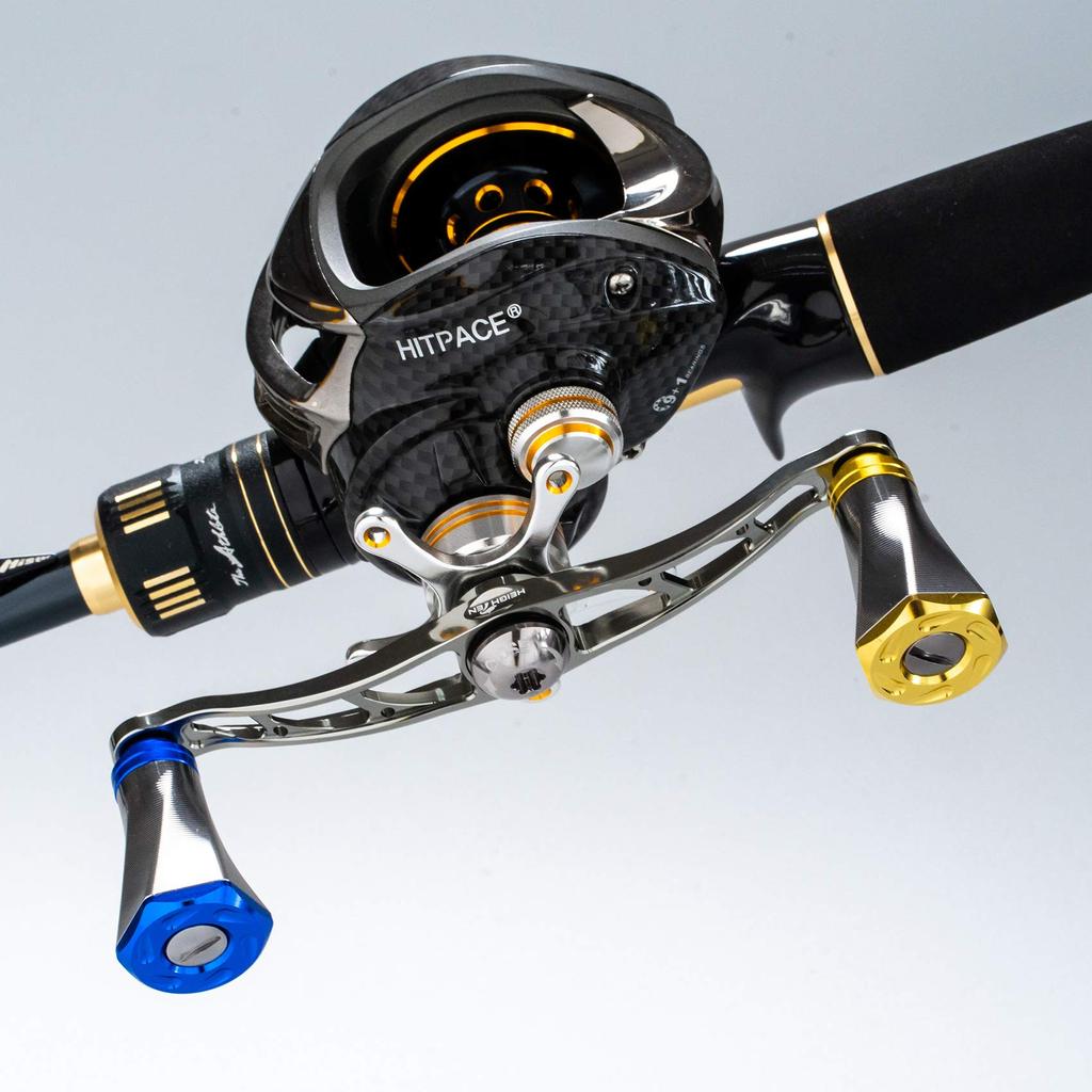 HEIGHTEN 23mm Reel Handle Knob 10 Colors Universal for Shimano Daiwa Type A Type S 70 Aviation Aluminum Tornado Series 9.5g (Daiwa) (Gunmetal/Gold)