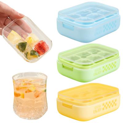 Press Type Ice Cube Mold with Lid & Bin Silicone Ice Box Tray 6 Grid Ice Making Mould for Beer Quick-freeze Kitchen Gadget
