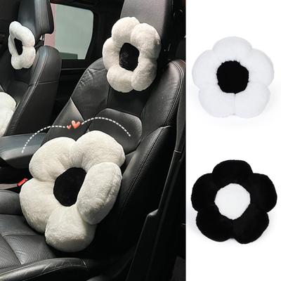 Car Headrest Pillow Soft And Stylish Black White Flower Neck Support Cushion for Comfortable