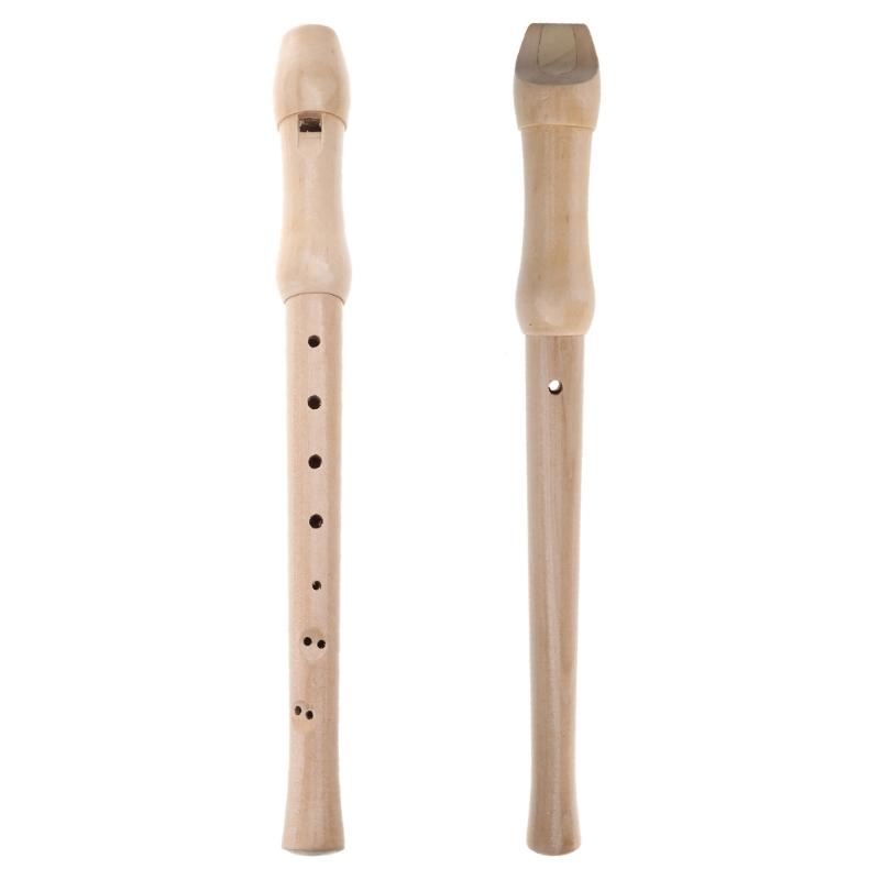 C Key Descant Recorder for Kids with Cleaning Rod Black Storage Bag, Wood Color